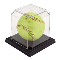 Load image into Gallery viewer, Pioneer Plastics Clear Acrylic Softball Display Case with Base, 4&quot; W x 4&quot; D x 4.125&quot; H, Pack of 2
