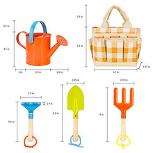 Load image into Gallery viewer, MoTrent Children Gardening Tools Set, 5 PCS Kids Garden Tool Toys Including Watering Can, Shovel, Rake, Trowel, Glove and Garden Toe Bag
