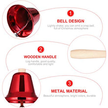 Load image into Gallery viewer, Amosfun 4Pcs Metal Hand Bell Christmas Call Bell with Wooden Handle for Hotel
