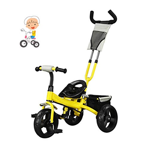 A Tricycle Two-Year-Old Tricycle Push Baby Bicycle Children of 1-3-6-year-old for a Tricycle for Children Hand Push Tricycle Children Tricycle Lightweight Boys and Girls Riding Toys (Color : Yellow)