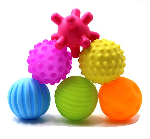 Super Durable 6 Pack Sensory Balls for Kids,Massage Soft & Textured Balls Set Develop Kid's Tactile Senses Toys for Touch Hand Ball