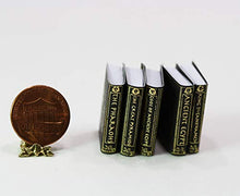 Load image into Gallery viewer, Dollhouse Miniature Set of 5 Gold Foil Egyptian Desk Reference Books by New Creations
