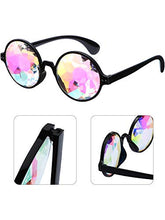 Load image into Gallery viewer, 3 Pieces Kaleidoscope Rave Glasses Goggles Kaleidoscope Sunglasses Rainbow Prism Sunglasses Diffraction Glasses with Cloth for Party Festival Decoration Favors
