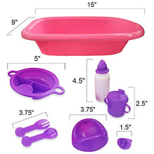 Load image into Gallery viewer, ArtCreativity Baby Doll Bath Playset, 8PC Baby Doll Accessories Set, Includes Mini Bathtub, Bottle, Sippy Cup, Plate and More, Cute Doll Toys for Girls, Great Birthday Gift for Kids
