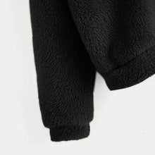 Load image into Gallery viewer, Women&#39;s Cute Bear Tail Hoodies Pullover Top,Casual Long Sleeve Fleece Sweatshirt Warm Bear Shape Fuzzy Hoodie Black
