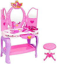 Load image into Gallery viewer, LLNN Simple and Stylish Makeup Vanity Set for Bedroom, Play Pretend Play Vanity Table and Chair Beauty Play Set with Fashion &amp; Makeup Accessories for Girls Mirror Cosmetics, Villa Furniture
