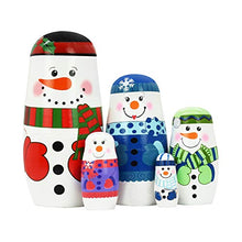 Load image into Gallery viewer, Nesting Dolls 5pcs Handmade Russian Wooden Matryoshka Dolls Cute Cartoon Pattern Nesting Doll Toy Stacking Doll Set for Kids Christmas and Birthday (02 Snowmen)
