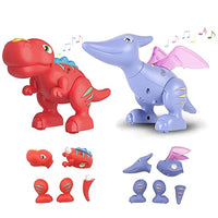 CHICYA Take Apart Magnetic Dinosaurs Interactive Building Toys for Toddler,Touch Recording and Repeating Cartoon Dinosaur Figurines w/ Lighting & Sound,Imagine Jurassic T-Rex Toy Gifts for Kids