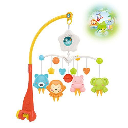 Baby Crib Mobile with Projrctor and Relaxing Music, Hanging Rotating Animals Rattles Nursery Gift Toy for Newborn 0-24 Months Boys and Girls Sleep
