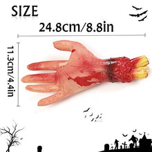 Load image into Gallery viewer, Kaliosy Halloween Blood Hand Fake Human Arms Bloody Hands Horror Realistic Severed Arm, Scary Prank Arm Props for Halloween April Fool&#39;s Day Carnival Dress Party Outside Inside Haunted House Decor
