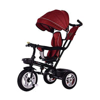 4 in 1 Baby Bicycle Baby Trolley 1-3-6 Year Old Bicycle Rotating Seat Safety Fence Baby Birthday Present (Color : Red)
