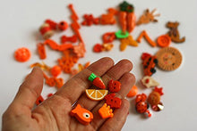 Load image into Gallery viewer, TomToy Orange I Spy Trinkets for Rainbow I Spy Bottle/Bag, Colorful Miniatures, Mixed Buttons, Beads, Charms, 1-3cm, Set of 50
