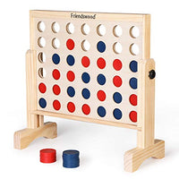 A11N 4-in-a-Row Game with Carrying Bag | 20x20 inch Board | Premium Wooden 4 Connect Game for Family Fun