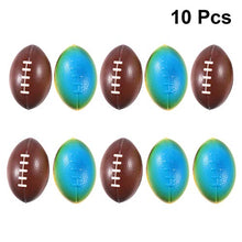 Load image into Gallery viewer, BESPORTBLE Mini Foam Football Rugby Toy Bouncing Elastic Sponge Ball for The Older Adults Children Party Favor 10 Pcs 9 cm Coffee + Rainbow
