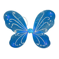 Butterfly Wings Halloween Cosplay Women Fairy Costume Kids Sparkling Sheer Wing with Felt Stitching Performance Props (Blue(35x42cm))