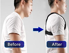 Load image into Gallery viewer, Posture Corrector, Ergonomic Back Straightener Brace for Men and Women for Clavicle Support and Providing Pain Relief from Neck, Back and Shoulder (Black)
