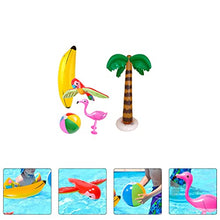 Load image into Gallery viewer, Toyvian 5pcs Inflatable Luau Party Set Includes Palm Tree Flamingo Banana Beach Ball Flying Parrot Toy Photo Prop for Summer Beach Hawaii Party Decor Pool Bath Time

