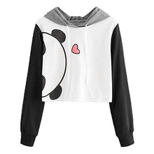 Load image into Gallery viewer, Amiley Women Fall Hoodies,Women Panda Print Patchwork Crop Tops Casual Hoodie Winter Pullover Sweatshirt (Small, Deep Gray)
