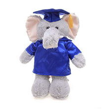 Load image into Gallery viewer, Plushland Elephant Plush Stuffed Animal Toys Present Gifts for Graduation Day, Personalized Text, Name or Your School Logo on Gown, Best for Any Grad School Kids 12 Inches(Royal Cap and Gown)
