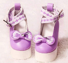 Load image into Gallery viewer, Studio one 7 cm Purple high Heels Fashion Bow Doll Shoes for 1/3 bjd Doll 60 cm Doll
