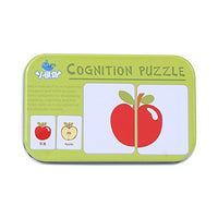 32Pcs Flash Card Puzzle Cognitive Learning Early Education Card Learning Toys Vehicle/Animal/Fruit/Living Goods Learning Training Cards Baby Educational Toy with Iron Box(Fruits)