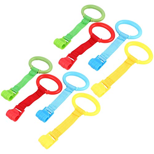 Toyvian 8Pcs Baby Play Gym Baby Crib Ring Baby Bed Stand Up Pull Rings Toddler Kids Walking Training Tool