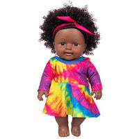 ZITA ELEMENT Realistic Black Baby Girl Doll Toy 11.8 Inch Cute Curly Hair Black Skin African American Indian Style Baby Doll Soft Silicone Black Doll with Clothes Dress Outfits and Hairband