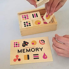 Load image into Gallery viewer, 48 Pieces Wooden Memory Game with Colorful Abstract Icons in Classic Wooden Box. Designed by Pieter Woudt. A Real Keep-Sake!
