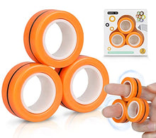Load image into Gallery viewer, VCOSTORE Magnetic Rings Toys,3 Ring Fidget Spinners, Magnet Finger Game Stress Decompression Magic Ring Game Props for Adults Teens, ADHD, Anxiety (Orange)
