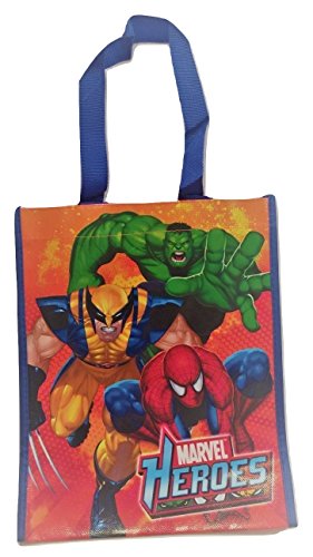 Marvel Heroes Recycled Tote ~ Hulk, Spiderman and Wolverine on Red (9.5
