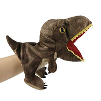Bstaofy Plush Dinosaur Hand Puppet T-rex Stuffed Toy Open Movable Mouth for Creative Role Play Gift for Kids Toddlers on Birthday Christmas, 10.5'' (Brown)