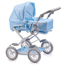 Load image into Gallery viewer, JC Toys | Berenguer Boutique | Deluxe Foldable Baby Doll Stroller with Canopy | Removable Carry Basket | Blue | Ages 3+
