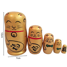 Load image into Gallery viewer, KOqwez33 Russian Wood Stacking Nesting Dolls Set,5Pcs/Set Nesting Dolls Hand-Painted Home Decoration Wood Lucky Cat Matryoshka Gift for Shop - Golden
