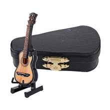 Load image into Gallery viewer, HEALLILY Miniature Guitar Model with Stand and Case Mini Musical Instrument Miniature Dollhouse Model Home Decoration
