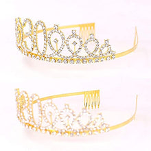 Load image into Gallery viewer, &quot;Dirty Thirty&quot; Sash &amp; Rhinestone Tiara Set - 30th Birthday Gifts Birthday Sash for Women Fun Party Favors Birthday Party Supplies (Gold Glitter with Black Lettering)
