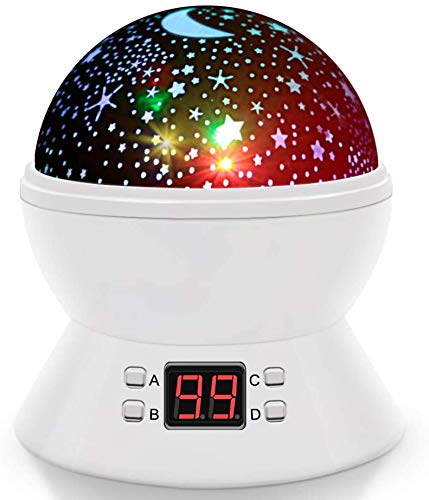 DSTANA Star Projector Night Lights for Kids with Timer, Room Lights for Kids Bedroom, Gifts for 1 2 3 4 5 6 7 8 9 10 Year Old Girl and Boy, Glow Stars and Moon can Make Child Sleep Peacefully- White