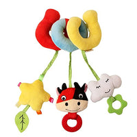 AIPINQI Infant Stroller Toy, Baby Car Seat Toys for Infant Baby Bed Stroller Toy Suitable Pram Crib Plush Toy for Boys Girls Spiral Activity Toy with Rattles and BB Squeaker,,Cow