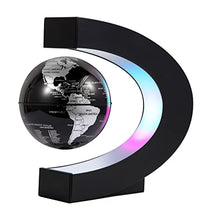 Load image into Gallery viewer, Gresus Magnetic Levitation Floating World Map Globe with C Shape Base, Floating Globe with LED Lights, Great Fathers Students Teacher Business Boyfriend Birthday Gift for Desk Decoration ?Black )
