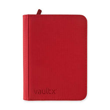Load image into Gallery viewer, Vault X Premium Exo-Tec Zip Binder - 4 Pocket Trading Card Album Folder - 160 Side Loading Pocket Binder for TCG (Red)
