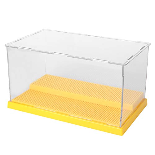 Cabilock Clear Acrylic Display Case Self Assembly Showcase Countertop Cube Box for Anime Model Figurine Collectibles Toys Organization Yellow