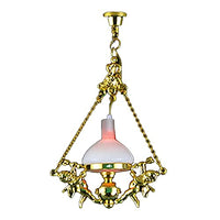 Melody Jane Dollhouse Cherub Hanging Oil Lamp White Shade 12V Electric Ceiling Light