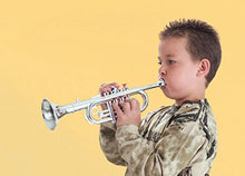 Load image into Gallery viewer, Click n&#39; Play Metallic Silver Kids Trumpet Horn Wind Instrument with 4 Colored Keys
