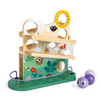 Janod Wooden Caterpillar Ball Track Toy  Educational, Creative, Imaginative, Inventive, and Developmental Play  Montessori, STEM Approach to Learning  Outdoors Theme - Ages 12 Months-3 Years Old