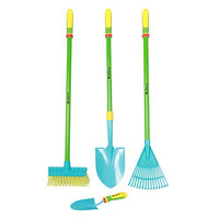 Alterra Tools Kids Set Toys Gardening Tools for Children 4 Pieces, Green, Teal, Yellow