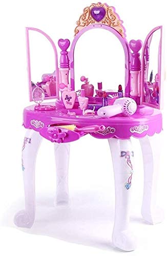 LLNN Simple and Stylish Makeup Vanity Set for Bedroom, Play Pretend Play Vanity Table and Beauty Play Set with Piano and Fashion Makeup Accessories for Girls, Villa Furniture