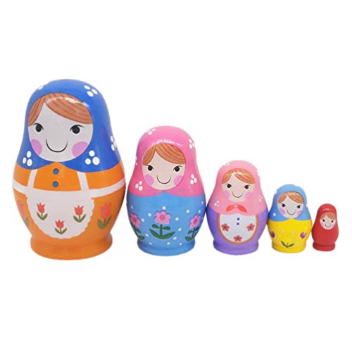 EXCEART Children Russian Dolls Kids Nesting Dolls Toys Adorable Little Belly Girl Pattern Lovely Matryoshka Dolls
