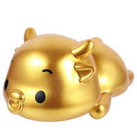 Wakauto Golden Piggy Bank Cow Zodiac Ox Saving Pot 2021 Chinese Animal Jar Money Box Coin Bank for Boys Girls 16.5cm