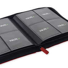 Load image into Gallery viewer, Vault X Premium Exo-Tec Zip Binder - 4 Pocket Trading Card Album Folder - 160 Side Loading Pocket Binder for TCG (Red)
