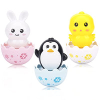 Lukax Plastic Egg Shakers - Penguin Bunny Weeble Wobble Baby Toys, Tummy Time Wobbler with Rattles