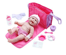 Load image into Gallery viewer, LA NEWBORN 10 Piece Deluxe DIAPER BAG GIFT SET, featuring a 13&quot; Realistic All Vinyl Smiling Baby Newborn Doll - Perfect for Children 2+
